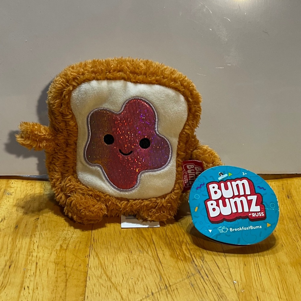 BumBumz 4.5in Cyrus Toast Plush Brown BreakfastBumz Glitter Jelly NWT